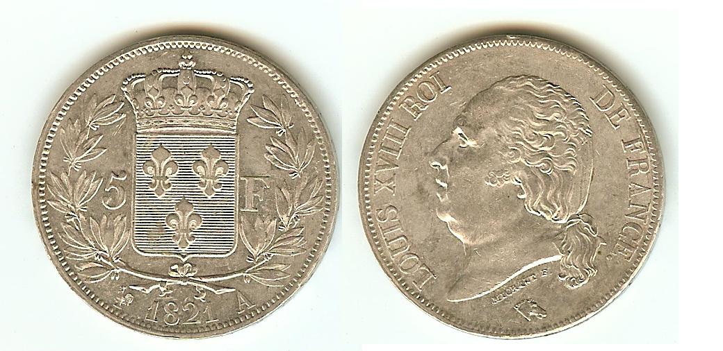 5 francs Louis XVIII 1821A Paris gEF